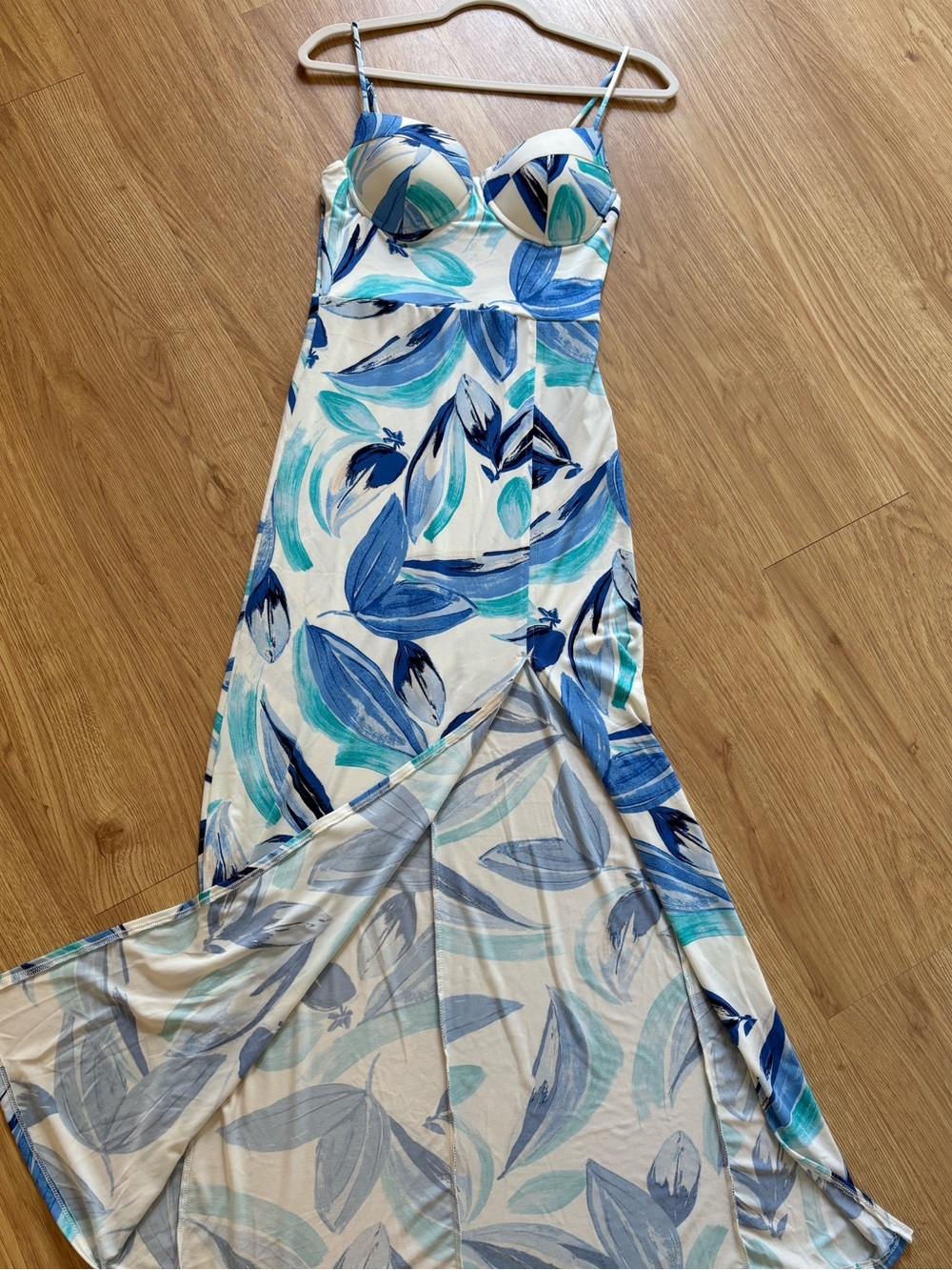 BLASHE Blue Floral Spaghetti-Strap Maxi Dress